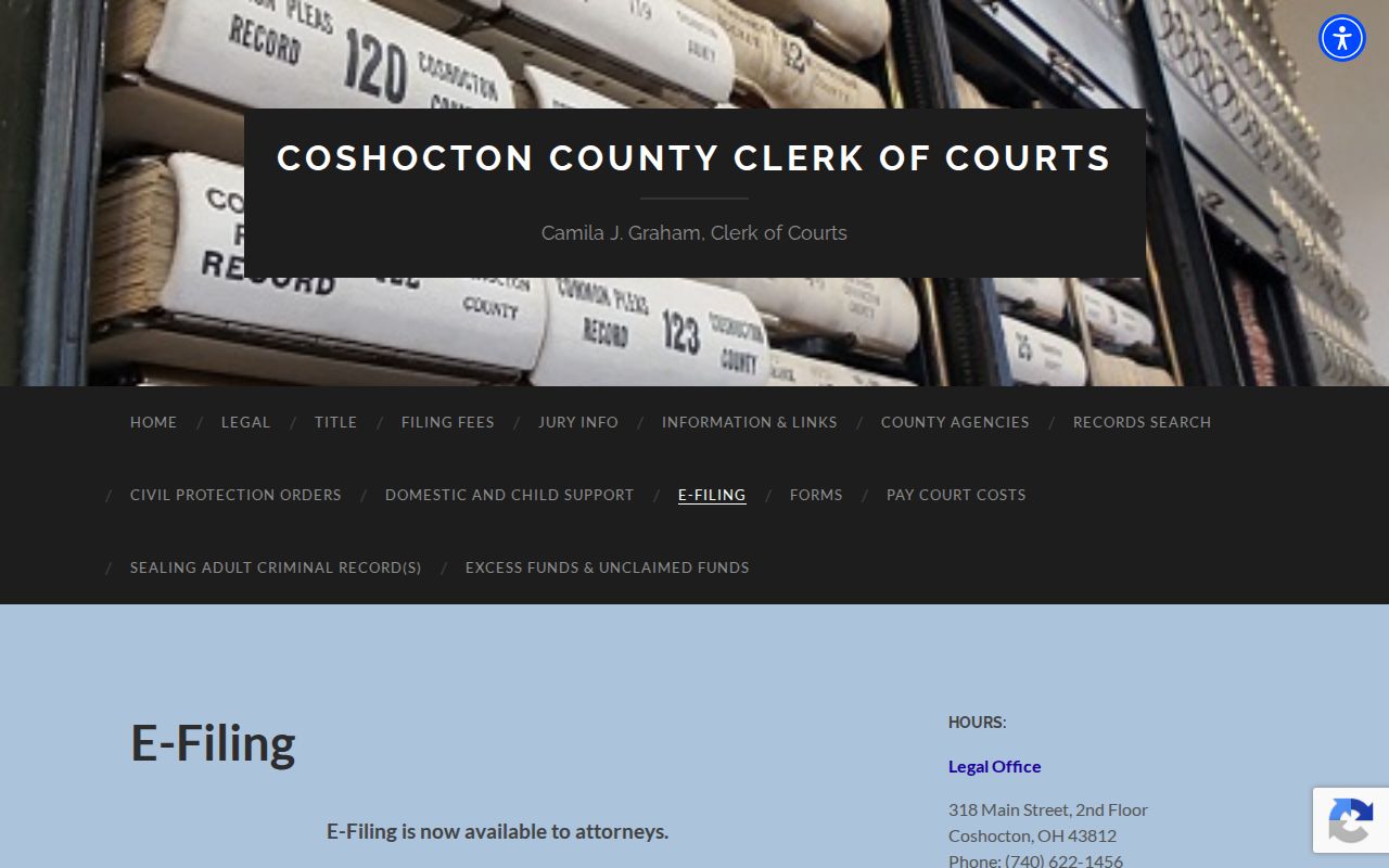 Coshocton County civil docket Common Pleas e-filing instructions