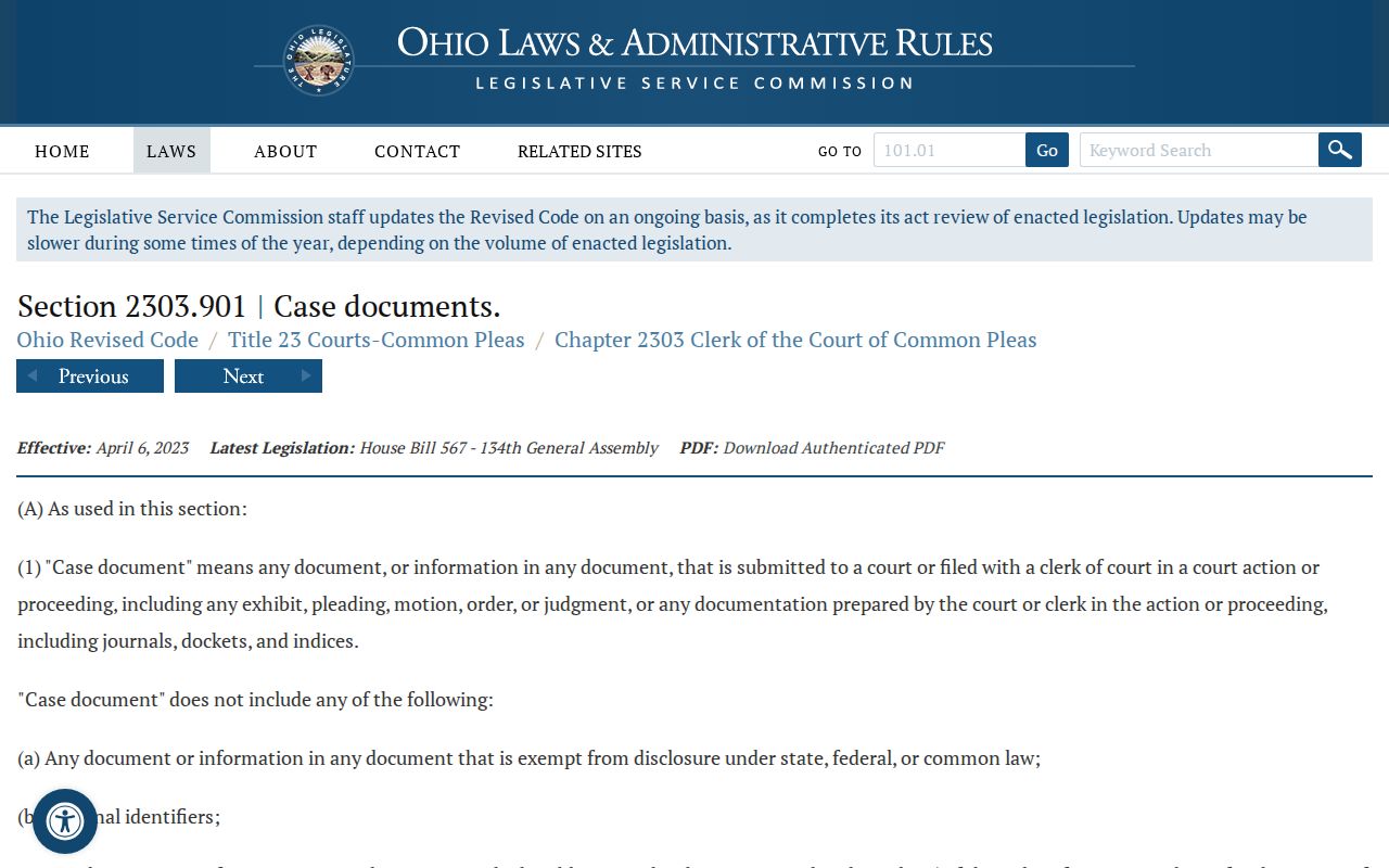 Coshocton County civil docket personal identifier statute