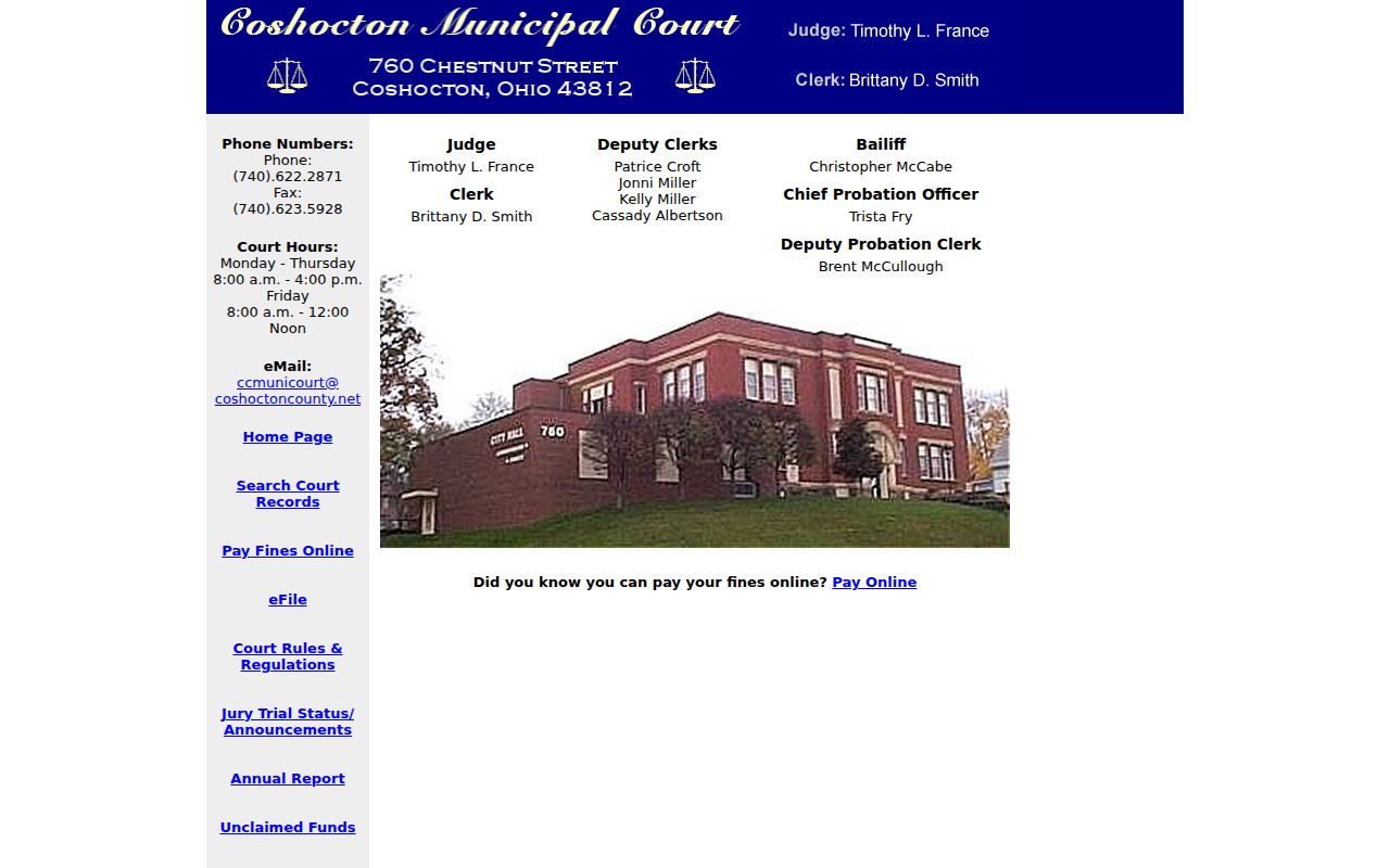 Coshocton court docket Municipal Court public search links