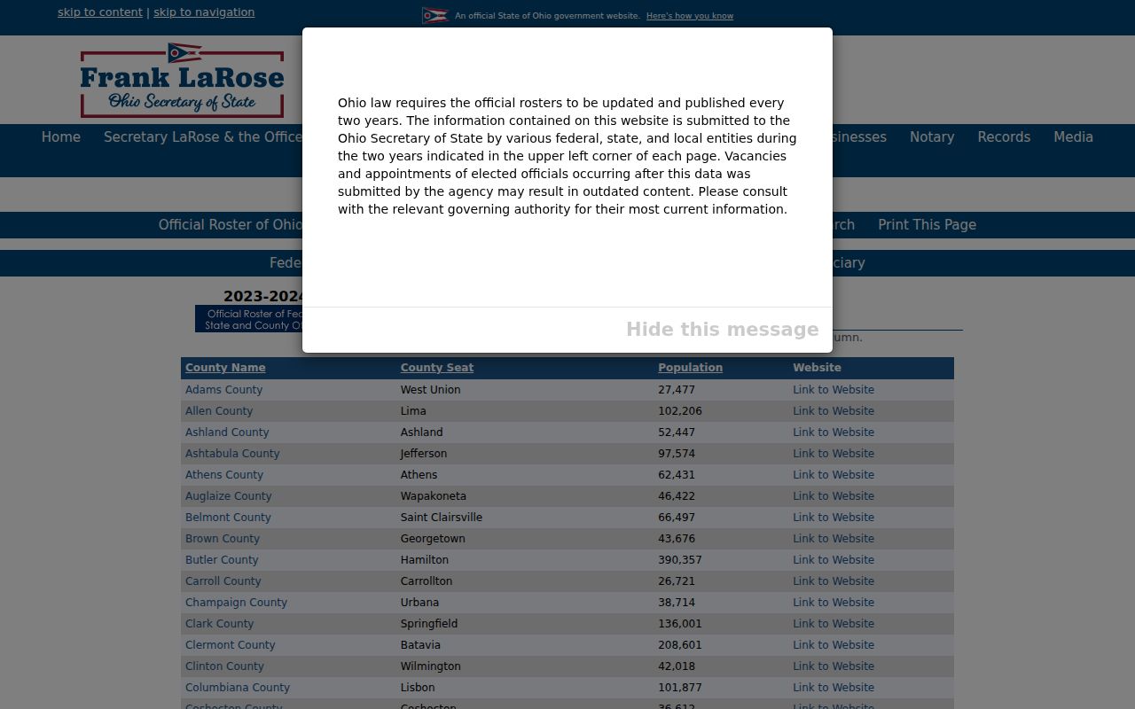 Coshocton court docket Ohio county roster city context