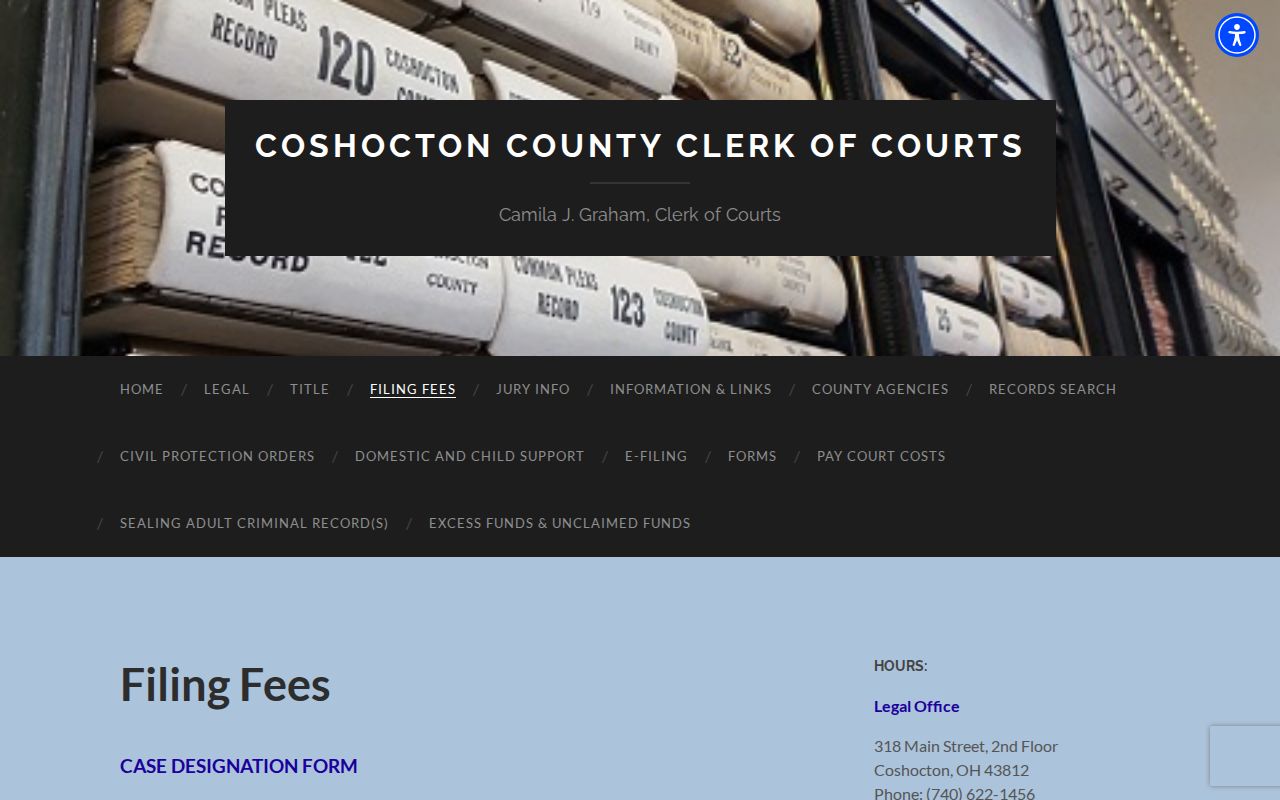 Coshocton County traffic court records reference to the separate Common Pleas fee schedule